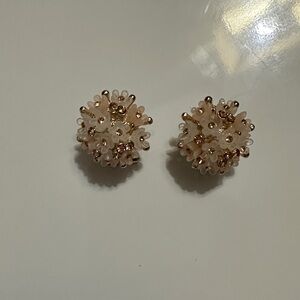 Elegant Gold and Cream Cluster Earrings